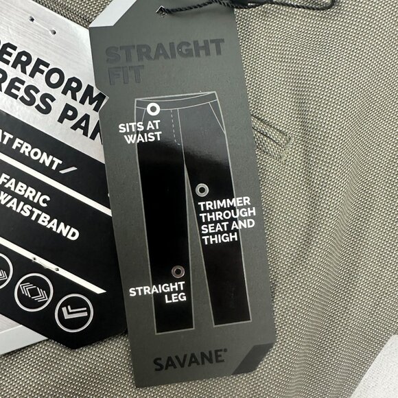 Savane Mens Performance Dress Pants 42 Flat Front Stretch Comfort Waistband Gray - Picture 4 of 6